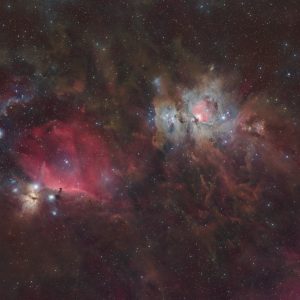 Grand champ sur la grande nébuleuse de Orion M42 et  la nébuleuse de la tête de cheval IC434